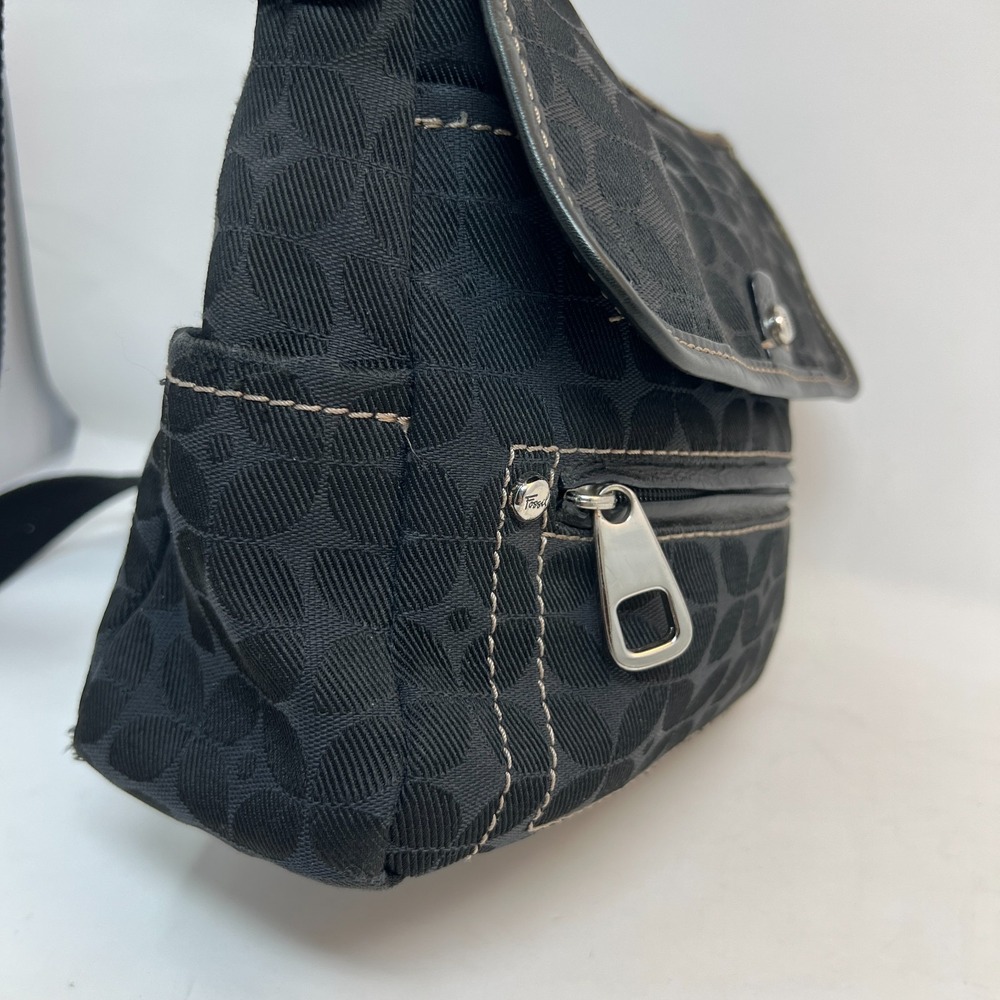 FOSSIL Marlowe Black Fabric Crossbody Purse Pockets Key Charm - Picture 7 of 16